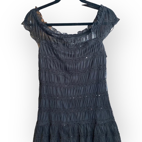 Nine West Sparkle Sequin Stretchy Black Party Dress Size 10 - Picture 2 of 10